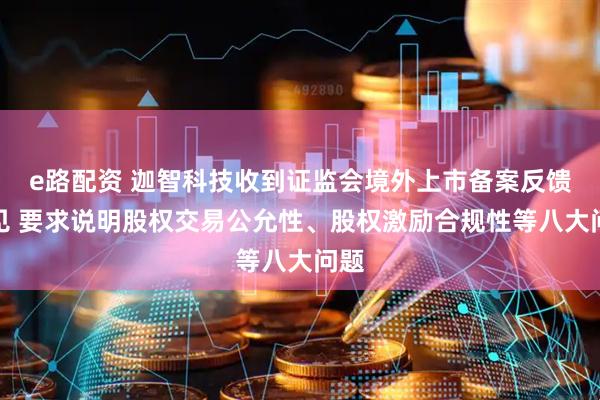 e路配资 迦智科技收到证监会境外上市备案反馈意见 要求说明股权交易公允性、股权激励合规性等八大问题
