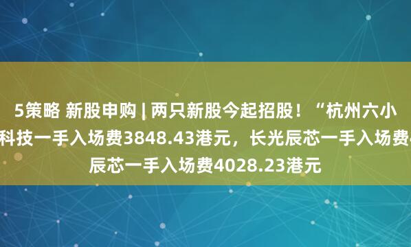 5策略 新股申购 | 两只新股今起招股！“杭州六小龙”之一群核科技一手入场费3848.43港元，长光辰芯一手入场费4028.23港元