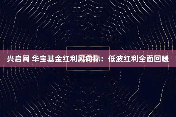 兴启网 华宝基金红利风向标：低波红利全面回暖